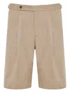 Incotex Pleated Cotton Shorts In Neutral
