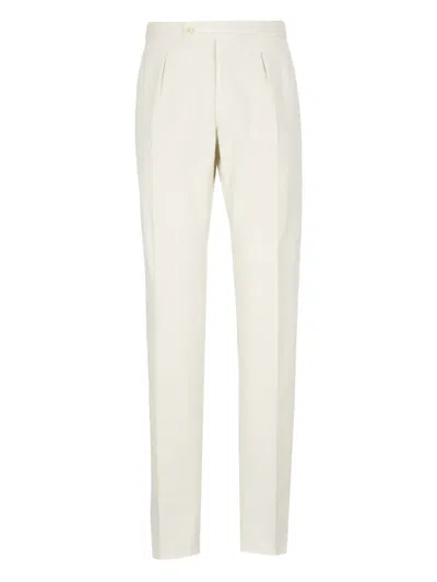 Incotex Straight Cotton Pants Belt Loops In White