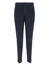 Incotex Navy Chinos With Pleated Front And Classic Straight Leg In Blue