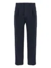Incotex Cotton Trousers With Pleated Front And Pockets In Blue