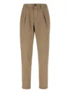 Incotex Stretch Cotton Pants Pleated Front In Brown