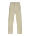 Incotex Pleated Front Cotton Trousers With Belt Loops In Brown