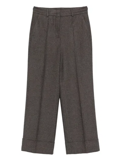 Incotex Pleated Turn-up Trousers In Brown