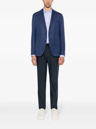 Incotex Poplin Tapered Trousers In Blue