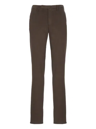 Incotex Straight-leg Brown Cotton Pants With Classic Detailing In Gray