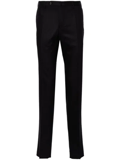 Incotex Wool-cashmere Flannel Trousers In Blue