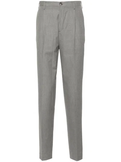 INCOTEX TAPERED-LEG TWILL TROUSERS