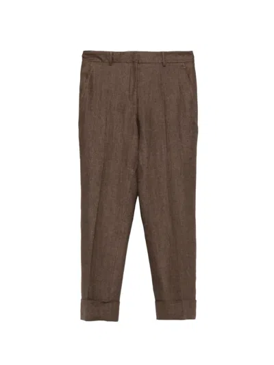 Incotex Linen Trousers Regular Fit Belt Loops In Brown