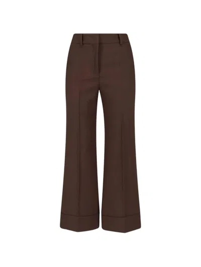 Incotex Pressed-crease Turned-up-hem Trousers In Brown