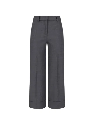 Incotex Pressed-crease Turned-up-hem Trousers In Grey