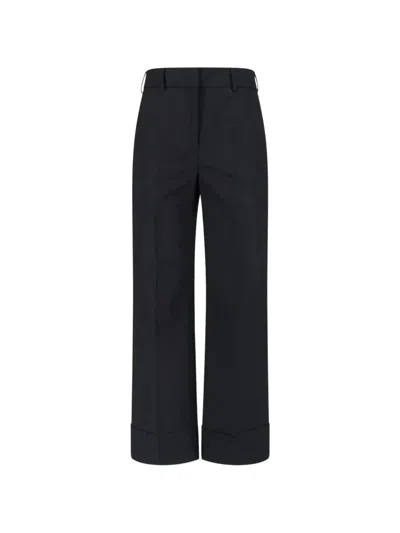 Incotex Pressed-crease Turn-up Trousers In Black