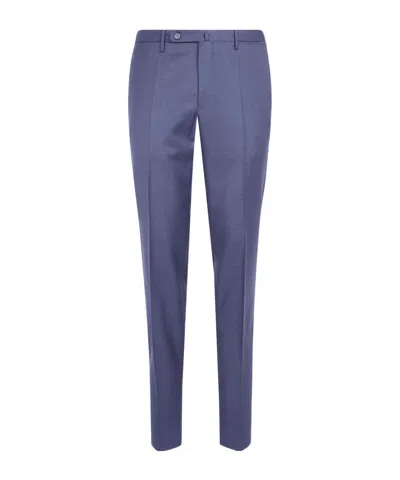 Incotex Pressed-crease Wool Tailored Trousers In Blue