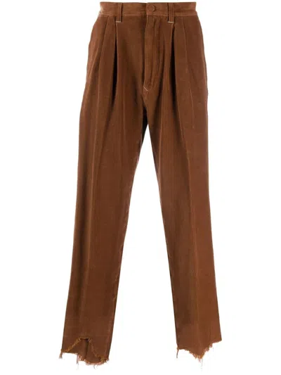 Incotex Raw-cut Corduroy Trousers In Brown