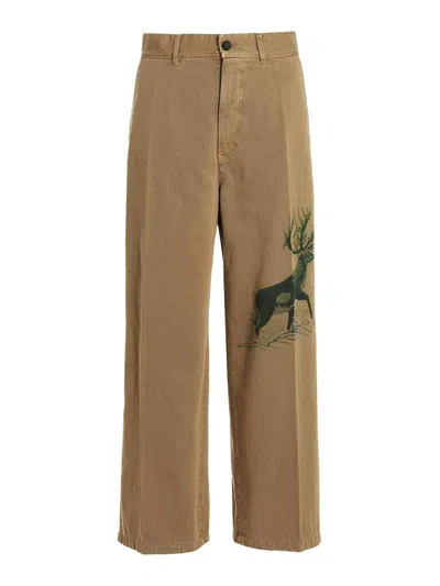 INCOTEX RED PRINTED COTTON TROUSERS
