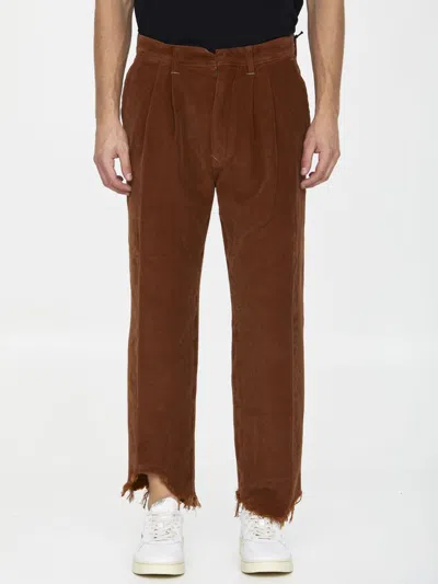 Incotex Red X Facetasm Cognac Velvet Trousers In Brown