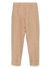 Incotex Linen Trousers With Cuffed Hem And Pockets In Beige