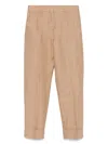 Incotex Linen Trousers With Cuffed Hem And Pockets In Nude & Neutrals