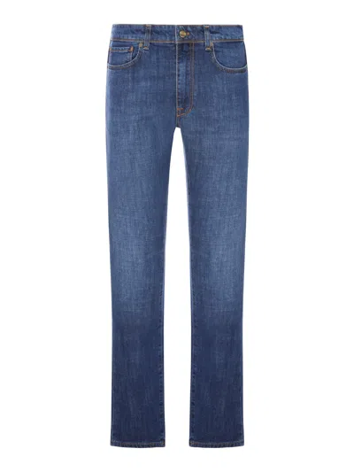 Incotex Regular Jeans In Medium Wash Denim In Blue