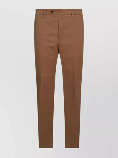 Incotex Relaxed Trousers With Front Pleats And Pockets In Brown