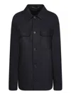 Incotex Virgin Wool-blend Felt Overshirt In Blue