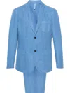 Incotex Single-breasted Linen Blend Suit In Blue