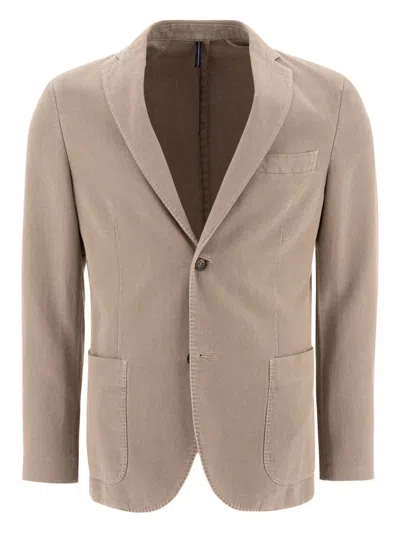 Incotex Single-breasted Patch-pocket Blazer In Neutral