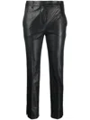 Incotex Slim Cut Faux Leather Trousers In Black
