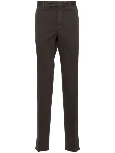 Incotex Logo-embroidered Trousers In Brown