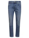 Incotex Slim-fit Blue Cotton Jeans With Classic Design In Blue