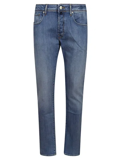 INCOTEX SLIM-FIT BLUE COTTON JEANS WITH CLASSIC DESIGN