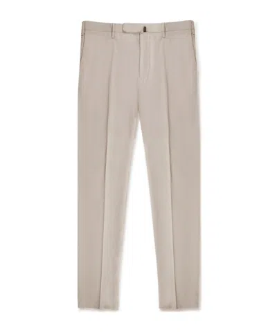 Incotex Slim Fit Doeskin Trousers In Neutral
