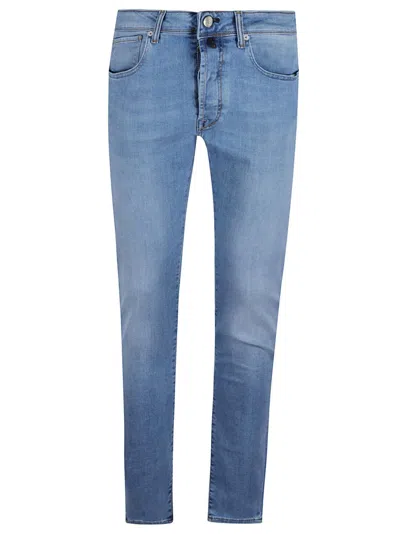 Incotex Slim-fit Five-pocket Denim Pants With Light Wash Finish In Blue