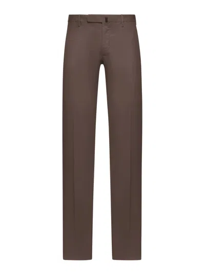 Incotex Slim Fit Tailored Cotton Trousers In Brown