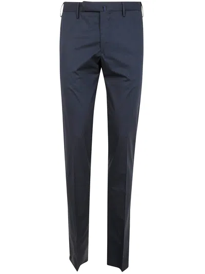 Incotex Tailored Black Trousers In Soft Cotton-elastane Blend In Blue