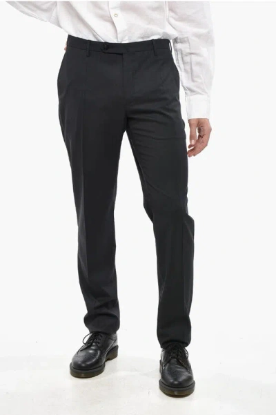 Incotex Slim Fit Virgin Wool Pants With Belt Loops In Black