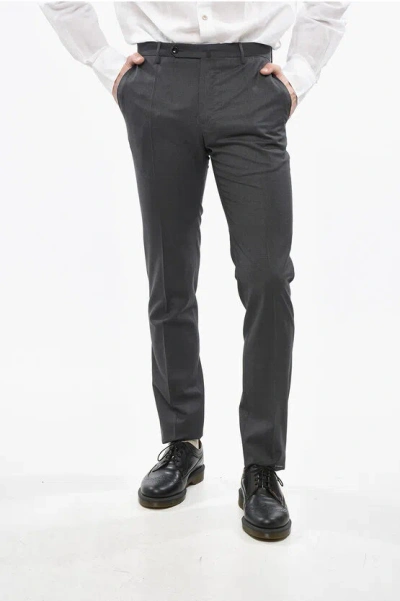 Incotex Slim Fit Virgin Wool Pants With Belt Loops In Gray
