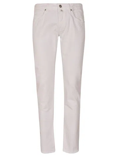Incotex Slim Fit White Stretch Cotton Pants In Neutral