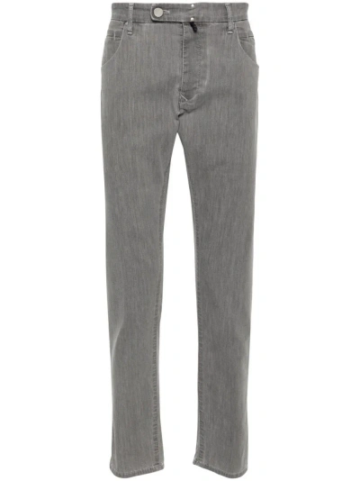 Incotex Medium Grey Cotton Blend Denim Jeans In Light Wash