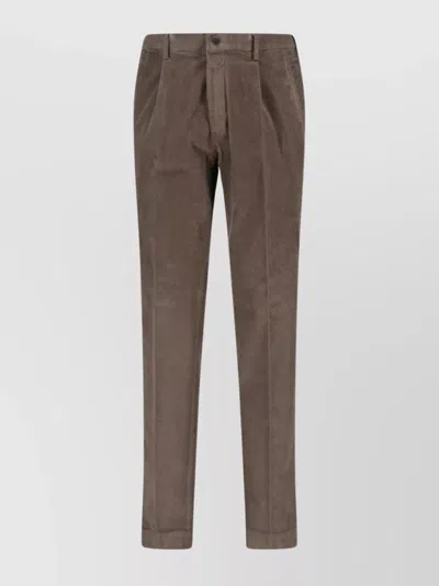 Incotex Straight Leg Corduroy Trousers Featuring Pockets In Brown