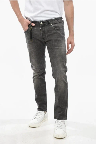 Incotex Straight Leg Stretch Denim Jeans 17cm In Gray