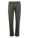 Incotex Tapered Leg Trousers In Green Stretch Cotton In Green