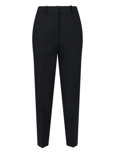 INCOTEX STRAIGHT-LEG TROUSERS IN BLACK VIRGIN WOOL WITH ELASTICATED WAISTBAND