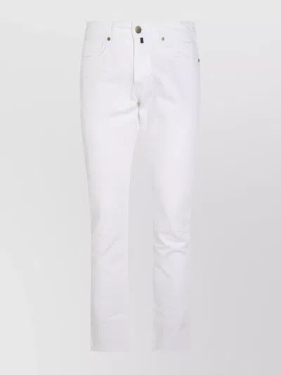 Incotex Straight Leg Trousers With Belt Loops And Pockets In White