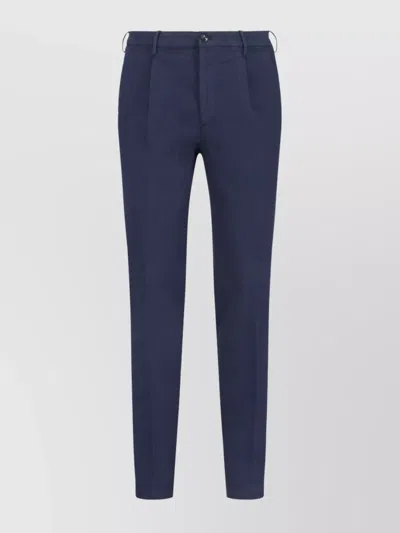 Incotex Straight Leg Trousers With Pockets And Loops In Blue