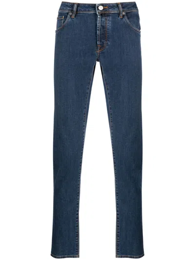 Incotex Straight-leg Washed-denim Trousers In Blau