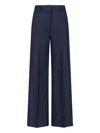 Incotex Wide-leg Virgin Wool Trousers With Mid-rise Waist And Tailored Finish In Blue