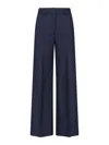 Incotex Wide-leg Virgin Wool Trousers With Mid-rise Waist And Tailored Finish In Blue