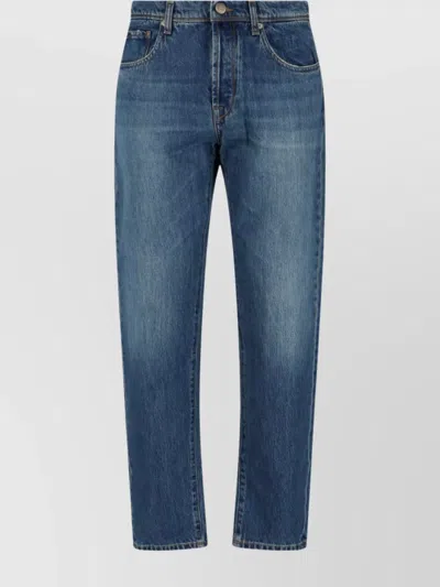 Incotex Straight Trousers With Belt Loops And Pockets In Blue