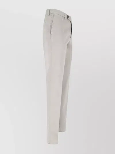Incotex Straight Trousers With Button Detail And Pockets In Neutrals