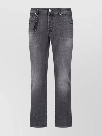 Incotex Straight Trousers With Faded Effect And Metal Hardware In Grey